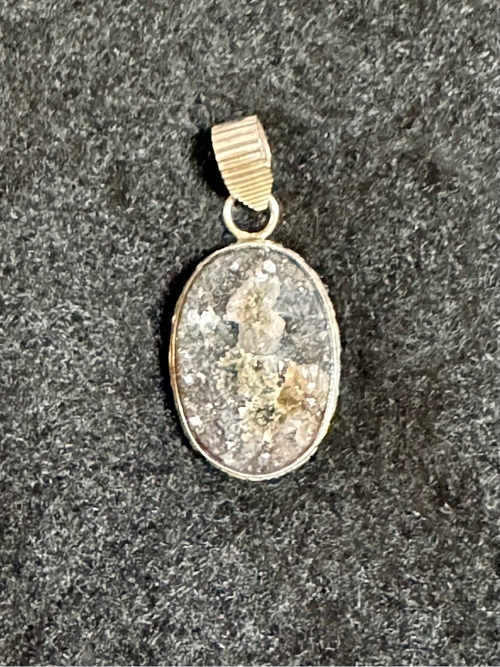 Sterling Silver (925) Oval Druzy Pendant in Silver